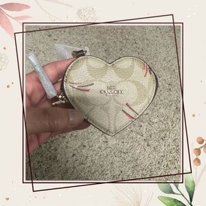NWT Coach Heart Pouch Bag Charm With Heart And Star Print (CO168)